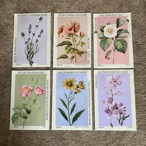 Taylor Swift Floral Canvas Prints With Lyrics. Set Of 6. Each 12x8